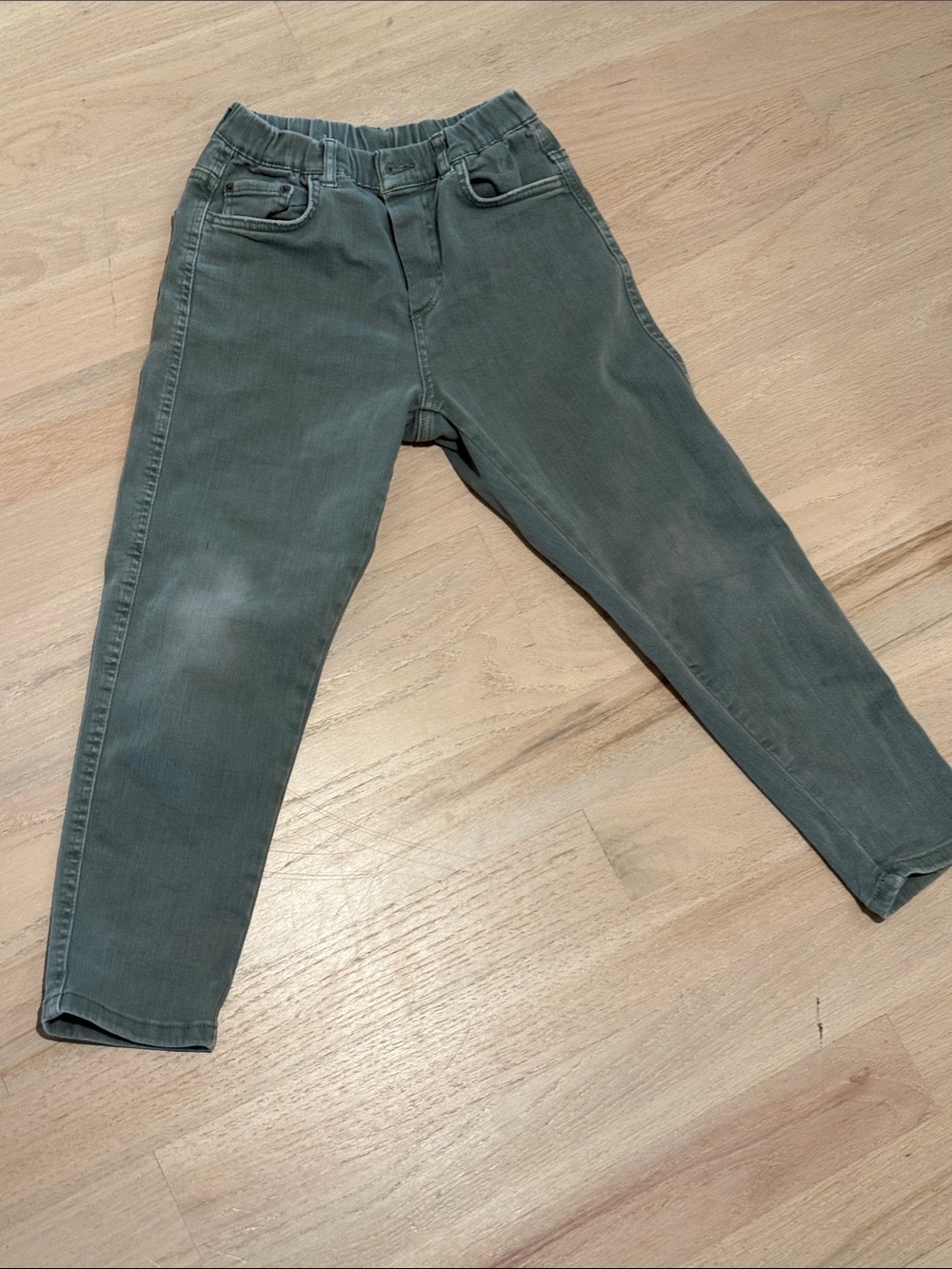 Zara Boys Casual Stretch Jeans in Faded Green Olive